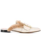 Bally Janesse Fur Trimmed Slippers - Nude & Neutrals