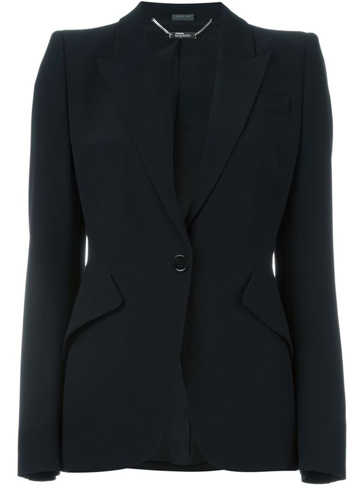 Alexander Mcqueen One Button Blazer, Women's, Size: 46, Black, Acetate/viscose/silk