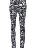 Saint Laurent Zebra Print Skinny Jeans, Women's, Size: 26, Black, Cotton/spandex/elastane