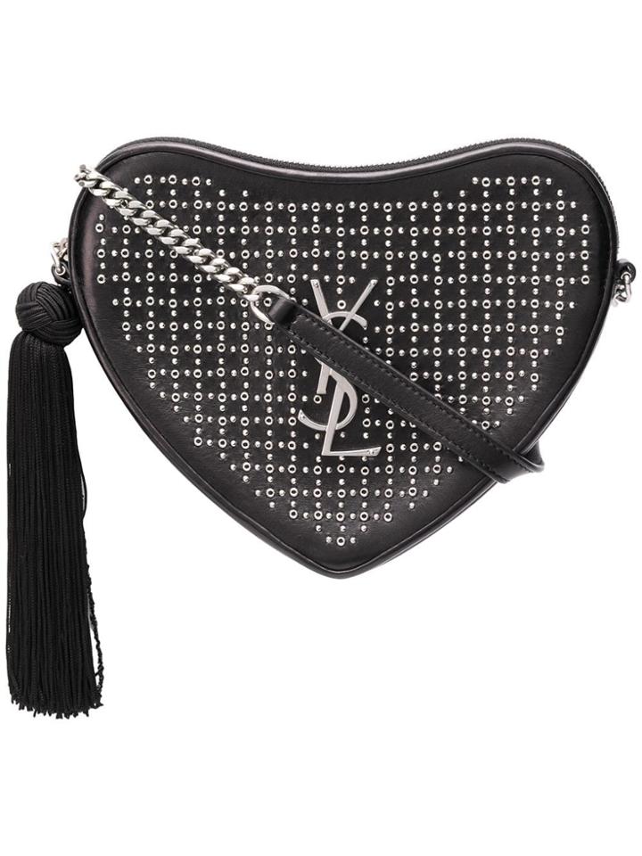 Saint Laurent Monogram Heart Cross Body Bag - Black