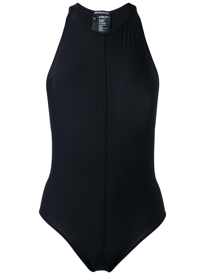 Ann Demeulemeester Racer Back Body, Women's, Size: 36, Black, Nylon/elastodiene/cotton