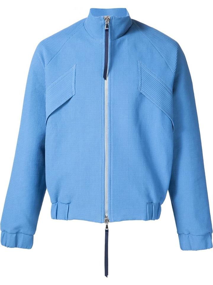 Lou Dalton Jacquard Strap Detail 'waffle' Zip Up Jacket
