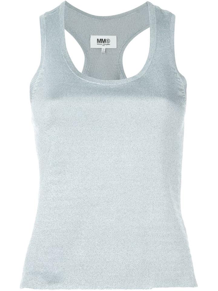 Mm6 Maison Margiela Shimmering Knit Top, Women's, Size: Medium, Grey, Acetate/polyester/polyamide