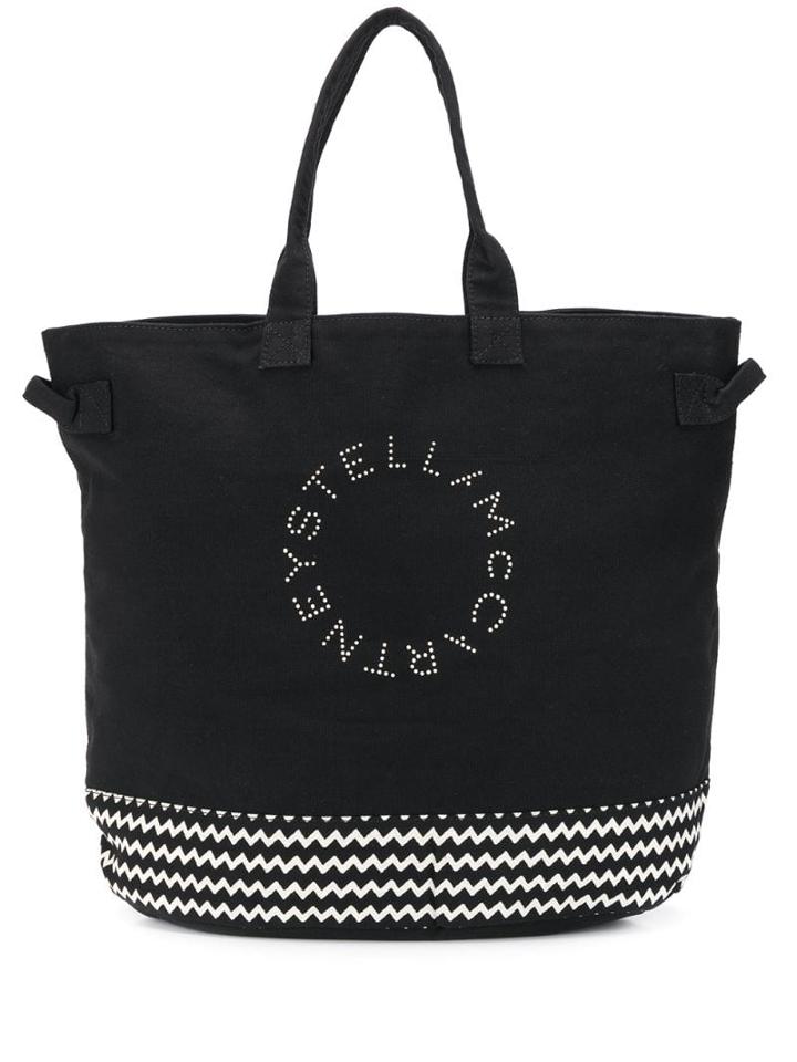 Stella Mccartney Logo Zigzag Printed Tote - Black