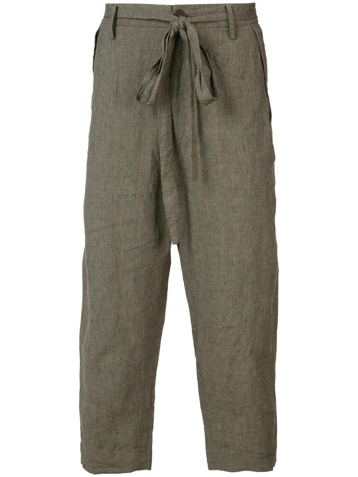 Ziggy Chen - Cropped Trousers - Men - Linen/flax - 50, Brown, Linen/flax