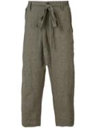 Ziggy Chen - Cropped Trousers - Men - Linen/flax - 50, Brown, Linen/flax