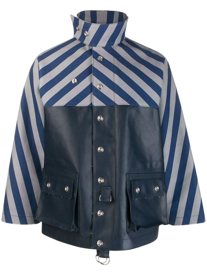 Sunnei Striped Biker Jacket - Blue