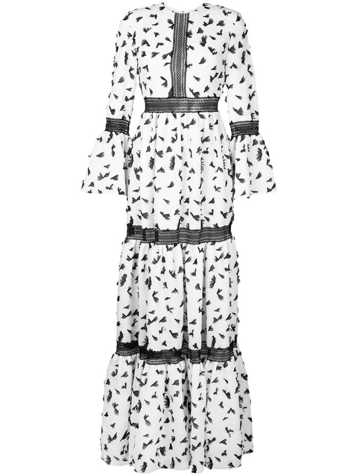 Huishan Zhang Feather Bell Sleeve Dress - White