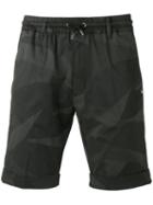 Hydrogen Camouflage Print Shorts, Men's, Size: 31, Green, Cotton/spandex/elastane