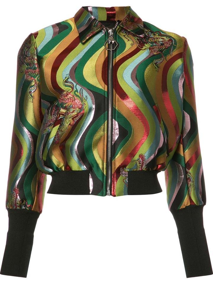 Philipp Plein Lipstick Bomber Jacket, Women's, Size: Xs, Acetate/viscose/polyester