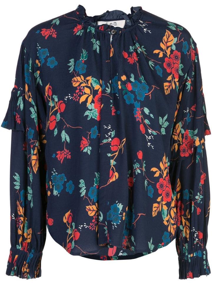 Sea Ruffle Blouse - Blue