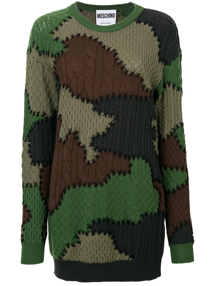Moschino - Knitted Patchwork Dress - Women - Virgin Wool - M, Green, Virgin Wool