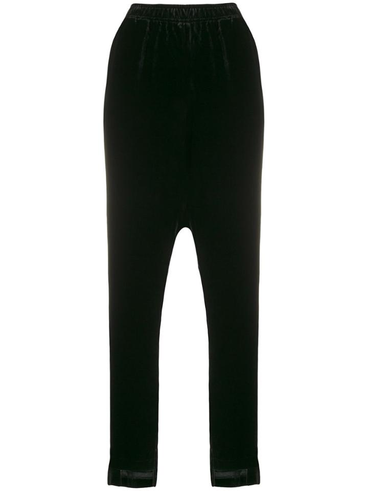 Gold Hawk Elasticated Waist Velvet Trousers - Black