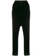 Gold Hawk Elasticated Waist Velvet Trousers - Black