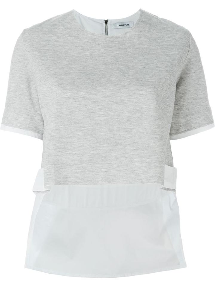 Tim Coppens Contrast Sleeve Side Applique Detail Cropped T-shirt, Women's, Size: M, Grey, Polyamide/spandex/elastane/viscose/cotton