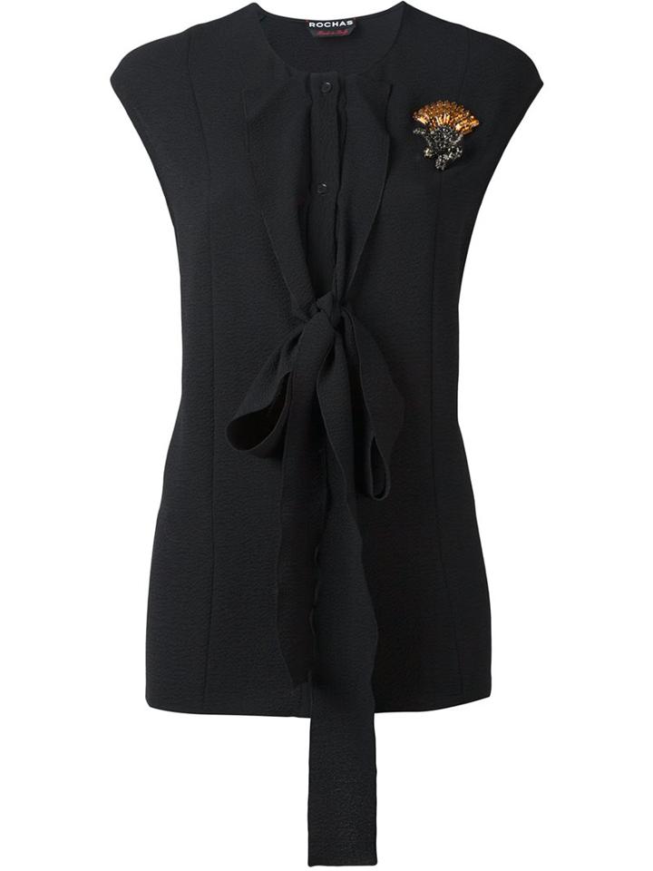 Rochas Beads Embroidery Sleeveless Blouse