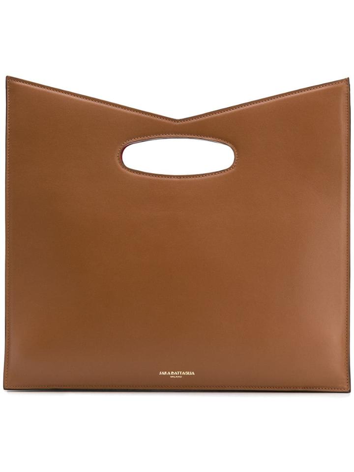 Sara Battaglia Square Tote Bag - Brown