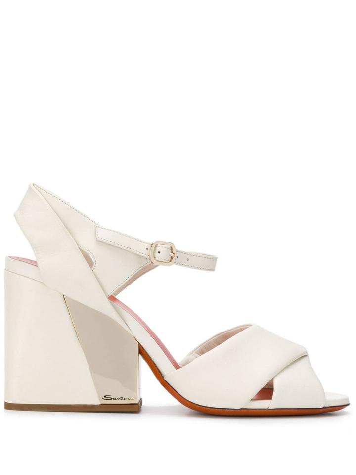 Santoni Chunky Heel Sandals - White