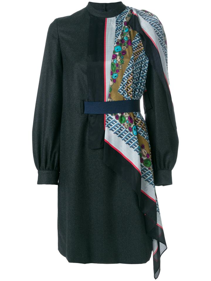Kolor Scarf Panelled Dress - Blue
