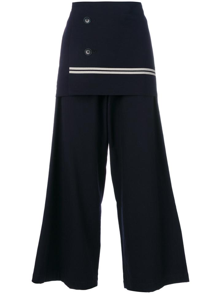 Y's Wrap Front Palazzo Pants - Blue