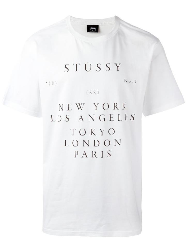 Stussy 'world Touring' T-shirt, Men's, Size: Small, White, Cotton