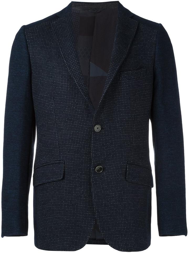 Etro Two Button Blazer, Men's, Size: 54, Blue, Cotton/nylon/wool