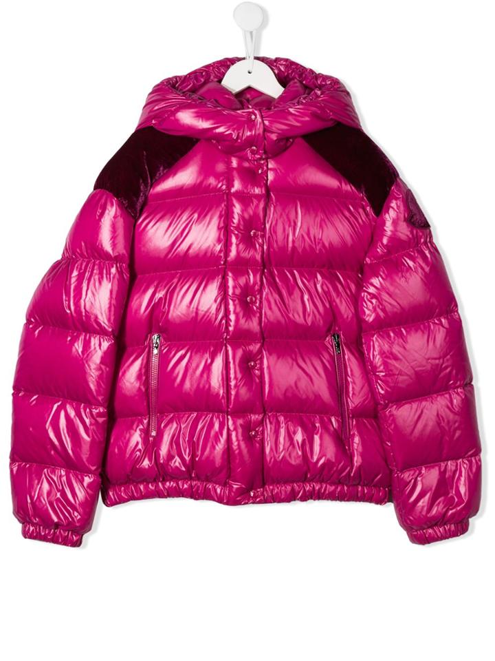 Moncler Kids Varnished Padded Jacket - Pink