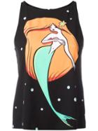 Boutique Moschino Mermaid Print Tank, Women's, Size: 44, Black, Polyester/other Fibers
