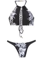 Amir Slama Printed Bikini Set - Black