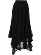Chloé - Ruffled Handkercheif Hem Skirt - Women - Silk/polyester - 36, Black, Silk/polyester