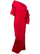 Balenciaga Asymmetric Draped Evening Dress - Red