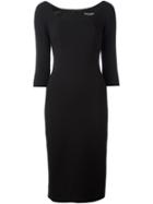 Dolce & Gabbana Fitted Midi Dress, Women's, Size: 46, Black, Silk/spandex/elastane/virgin Wool