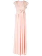 Msgm Ruffled Trim Evening Dress, Women's, Size: 44, Pink/purple, Polyester