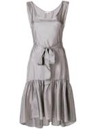 Gold Hawk Belted Lace Dress - Grey