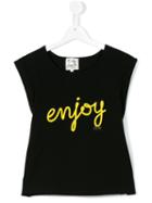 Loredana - 'enjoy' Print T-shirt - Kids - Cotton/spandex/elastane - 14 Yrs, Black