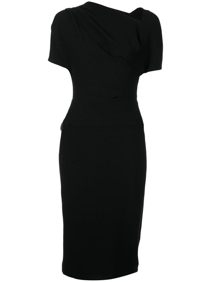 Narciso Rodriguez Asymmetric Neck Fitted Dress - Black