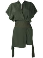 Marni - Asymmetric Wrap Blouse - Women - Silk/cotton/acetate - 44, Green, Silk/cotton/acetate
