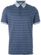 Canali Striped Polo Shirt - Blue