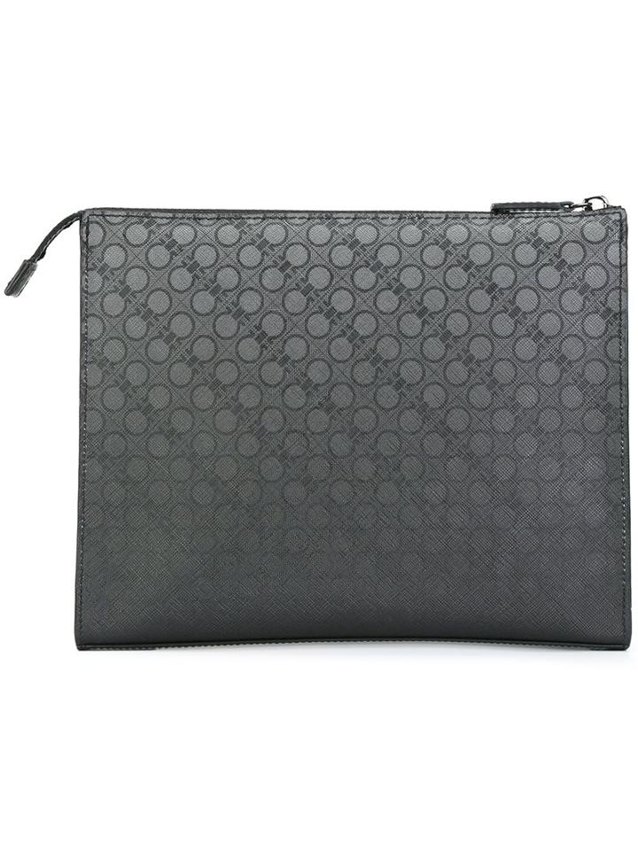 Salvatore Ferragamo Gancio Clutch, Men's, Grey, Polyurethane