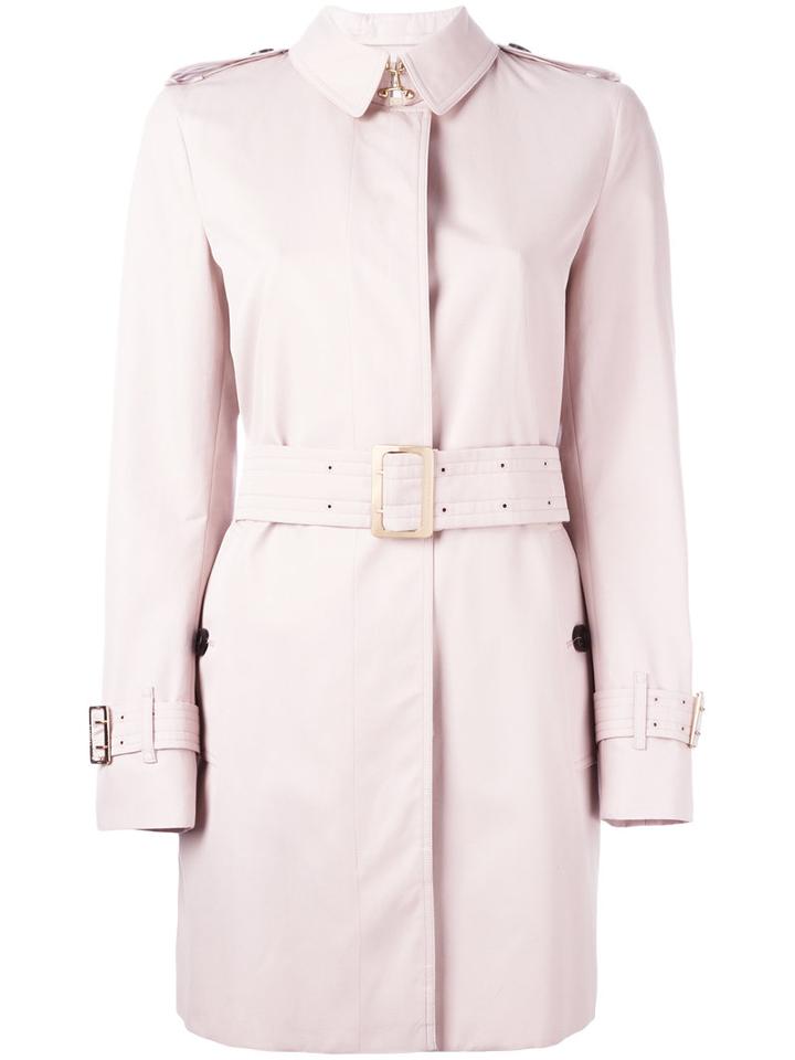 Burberry Belted Coat, Women's, Size: 10, Pink/purple, Cotton/acetate/cupro