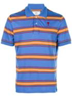 Ami Paris Ami De Coeur Striped Polo Shirt - Blue