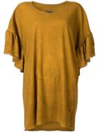 Uma Wang Ruffled Sleeves Oversized T-shirt - Brown