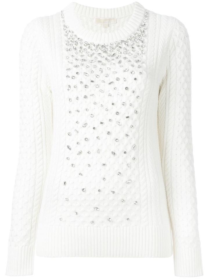 Michael Michael Kors Embellished Fair Isle Jumper, Women's, Size: Small, Nude/neutrals, Viscose/nylon/wool