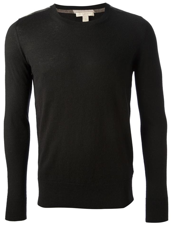 Burberry Crew Neck Jumper, Men's, Size: Large, Black, Cotton/cashmere