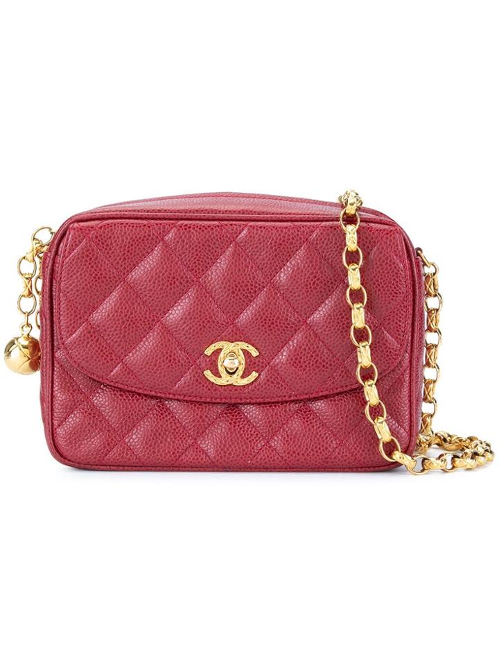 Chanel Vintage Quilted Fringe Chain Shoulder Bag - Red