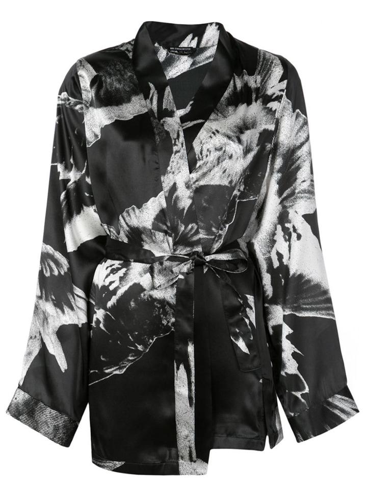 Ann Demeulemeester Abstract Print Kimono Jacket - Black