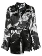 Ann Demeulemeester Abstract Print Kimono Jacket - Black