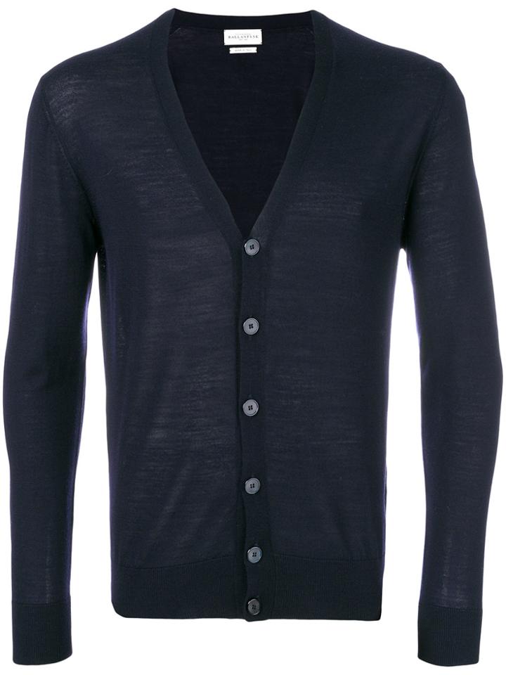 Ballantyne V-neck Fitted Cardigan - Blue