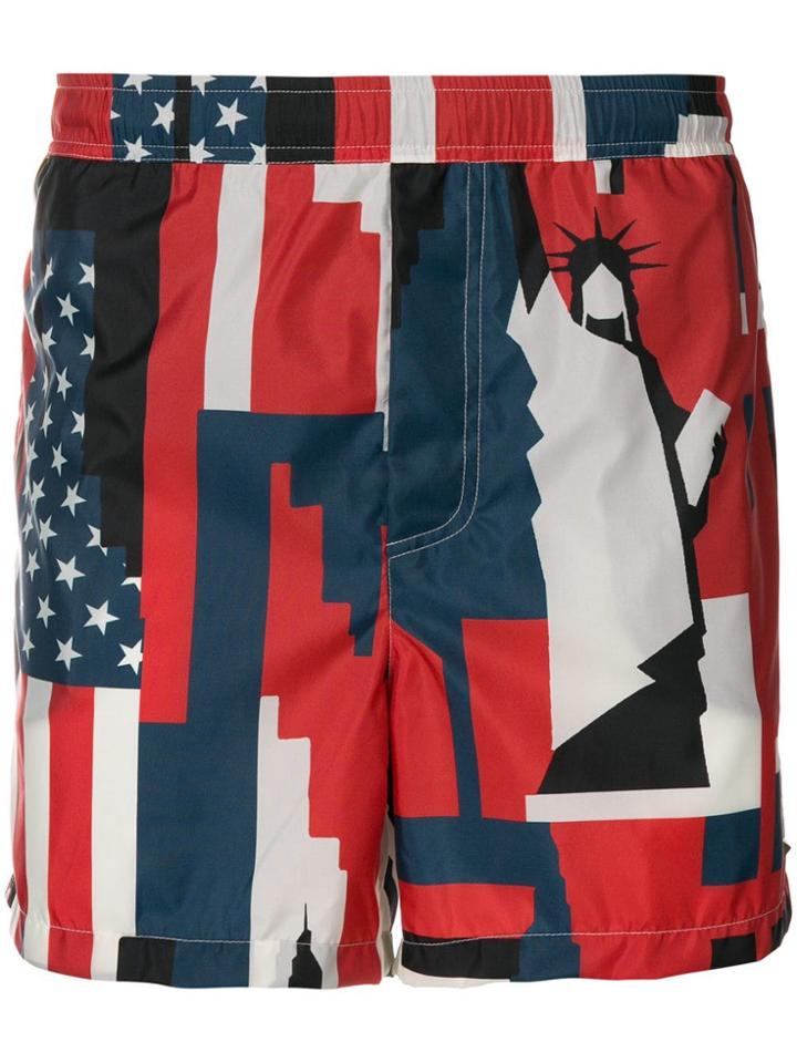 Valentino New York Patterned Shorts - Blue