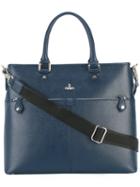 Vivienne Westwood Logo Pin Tote Bag, Adult Unisex, Blue, Leather
